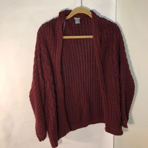 Maroon knit cardigan